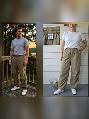 UNIQLO Nylon Parachute Pants Khaki Olive XXL Gorpcore
